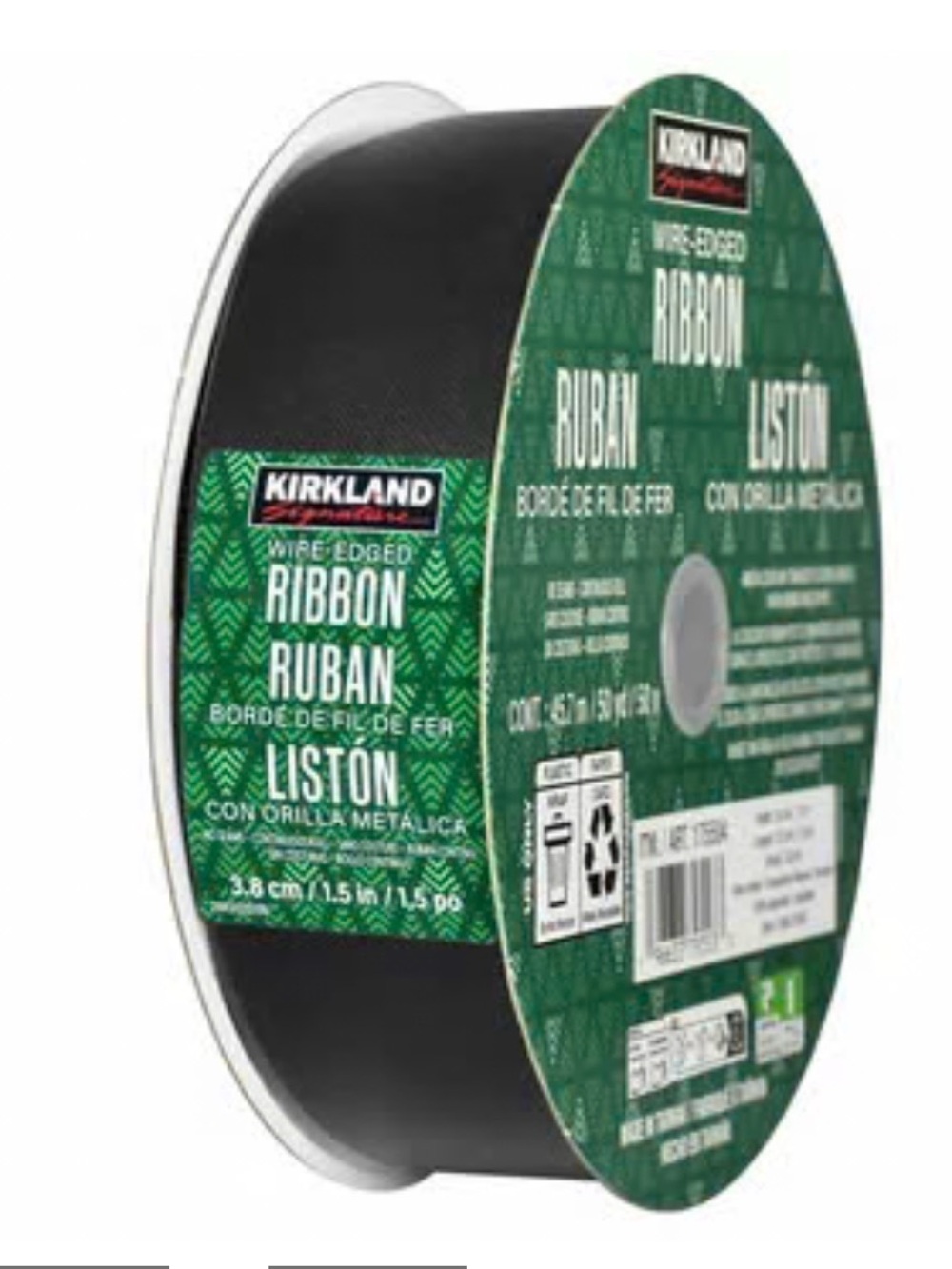 Black Satin Wired Ribbon 50 Yard Roll Kirkland Signature Holiday Ribbon